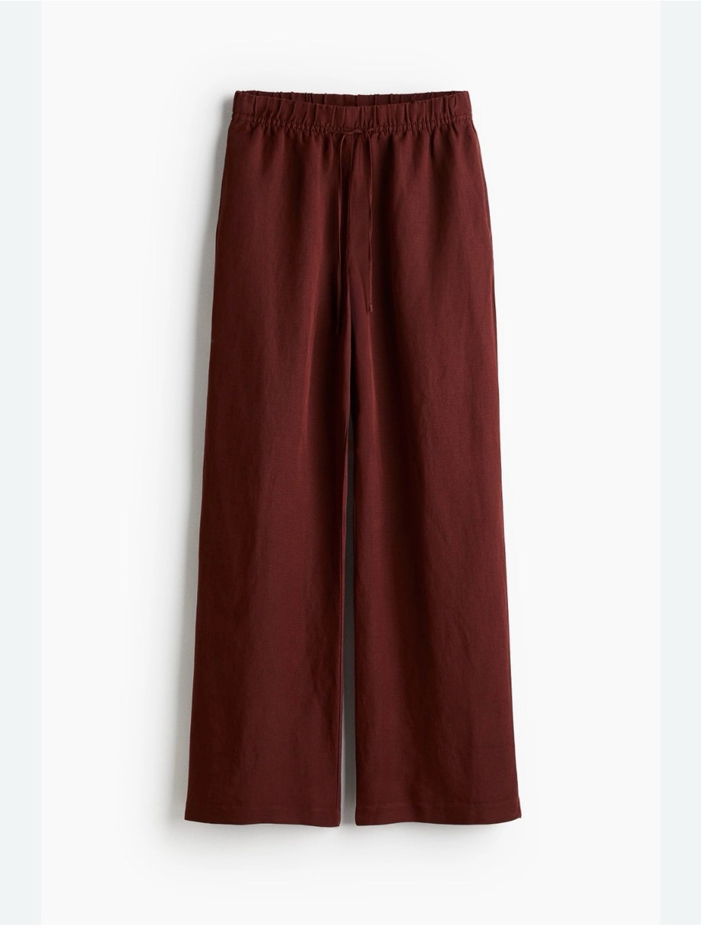 Wide Leg Linen Blend Pants in Deep Burgundy